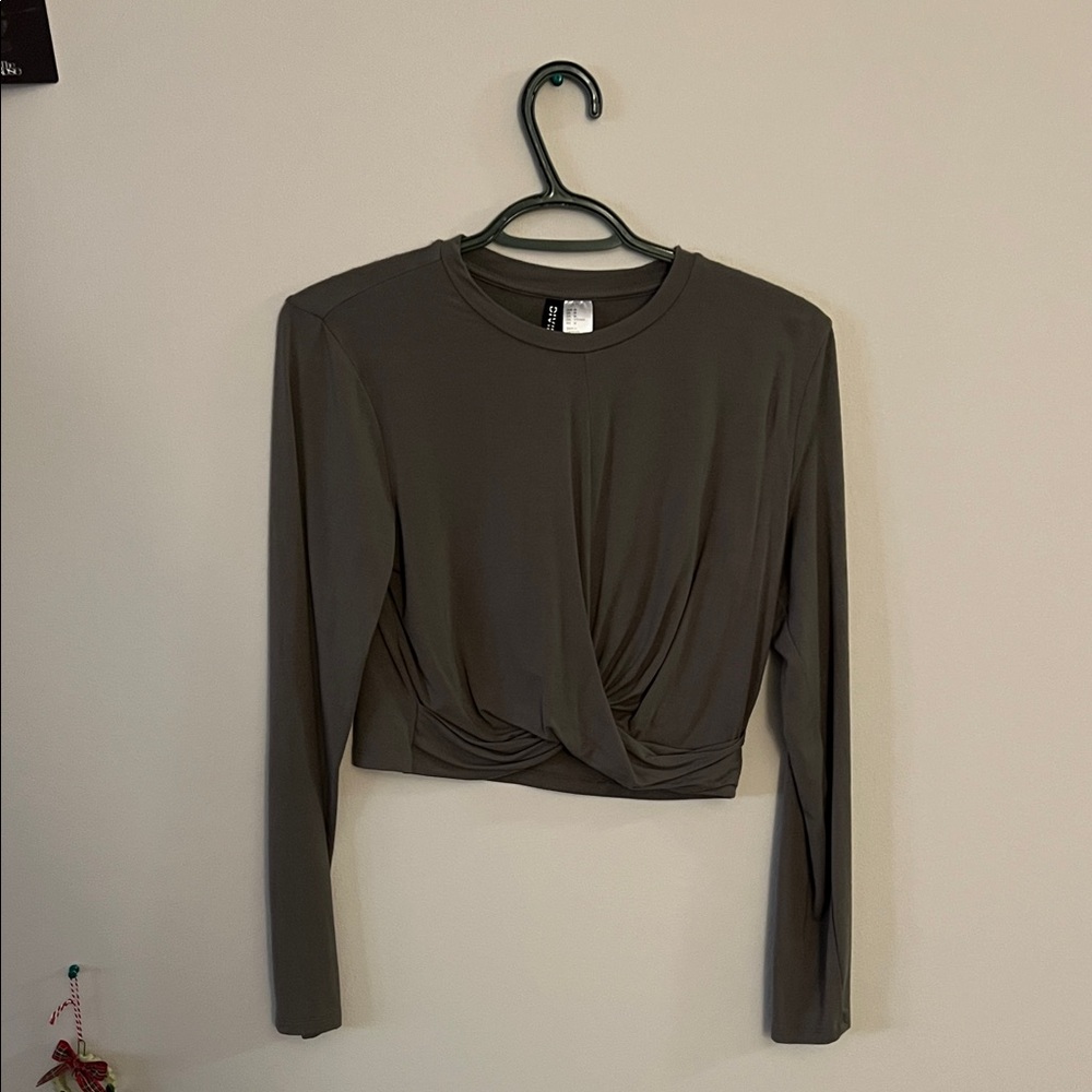 Elegant Olive Green Long Sleeve Top